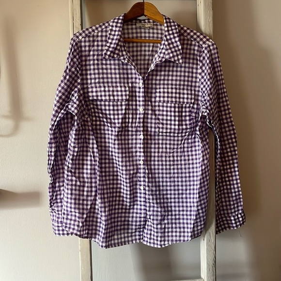 Loft Checked Button Up Top - Picture 1 of 4